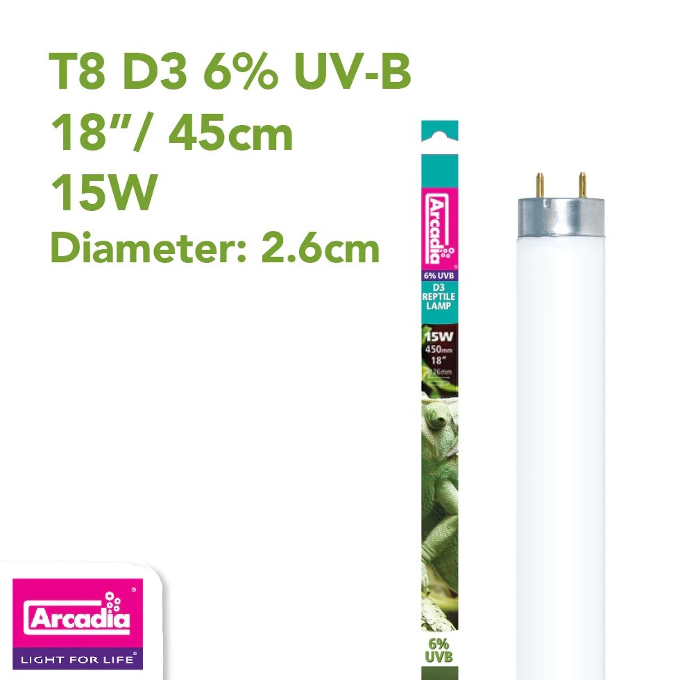 Arcadia T8 UVB爬蟲燈管 森林型 T8 6% UVB 450mm 15W